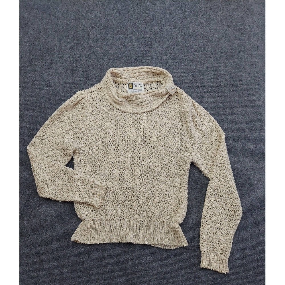 Pallas Sweater Womens Medium‎ Beige Ireland Irish Linen Pullover Hand Loomed